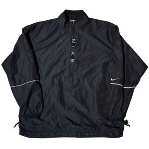 Vintage Nike Pullover Black Quarter Zip Vented Windbreaker Gray Tag Running L